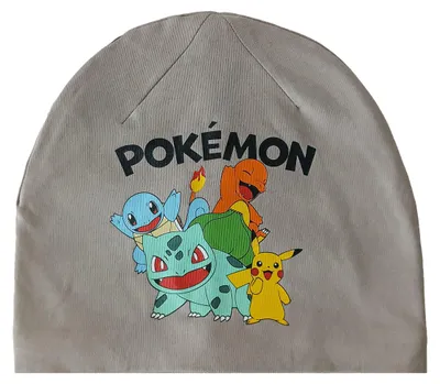 Produktbild von Pokemon Beanie für Jungen und Mädchen - Pikachu Bisasam Glumanda Schiggy Kinder Übergangsmütze Mütze Grau