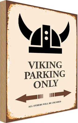 Produktbild von vianmo Holzschild 18x12 cm Viking Parking only all others Parkplatzschild