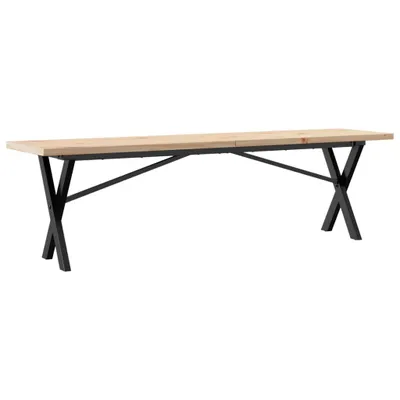 Image de Table basse cadre en X 160x40x45,5 cm bois de pin massif acier