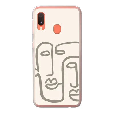 Produktbild von MuchoWow® Handyhülle Schutzhülle Hülle für Samsung Galaxy A20e Gesicht - Abstrakt - Strichzeichnung Silikon Softcase Handy Hülle - Abdeckung
