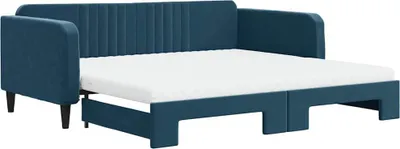 Obrázok produktu pre vidaXL Rozkladacia posteľ s matracmi Modrá 100x200 cm Velvet