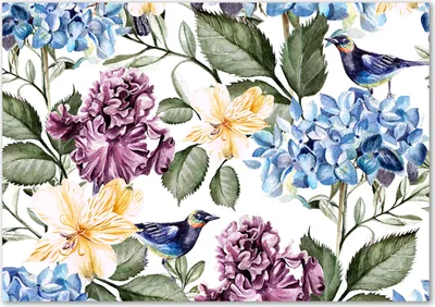 Produktbild von Tulup® Glas-Bild - 100 x 70 - Wandbild aus Glas - Wandkunst - Wandbild hinter gehärtetem Sicherheitsglas - Blumen & Pflanzen - Blumen Vögel - Mehrfarbig