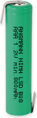 Produktbild von ANSMANN NiMH Akku Micro AAA 800mAh LSD mit Lötfahne 1.2V