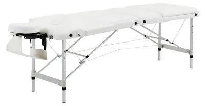 Immagine prodotto di Lettino da massaggio pieghevole, regolabile in altezza con cuscino per salone e spa, plastica e alluminio, bianco, 215 x 60 x 61-84 cm
