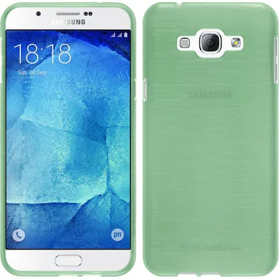 Produktbild von PhoneNatic Case kompatibel mit Samsung Galaxy A8 (2015) - grün Silikon Hülle brushed + 2 Schutzfolien
