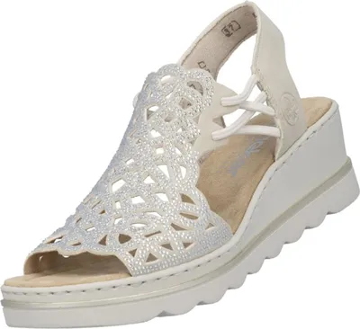Produktbild von Rieker Damen Sandalette Hochfront mit Strass und Cut-Outs 67465, Größe:40 EU, Farbe:Beige