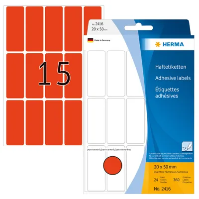 Image de HERMA Vielzwecketiketten leuchtrot 20x50 mm Papier 360 St.