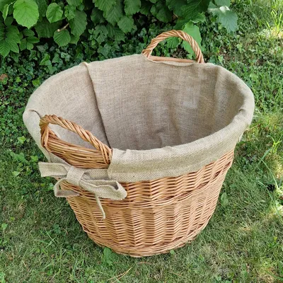 Produktbild von Kaminkorb Holzkorb Kaminholzkorb aus geschälten Weide mit Jute Ø 50 cm (Art. 90470-50)