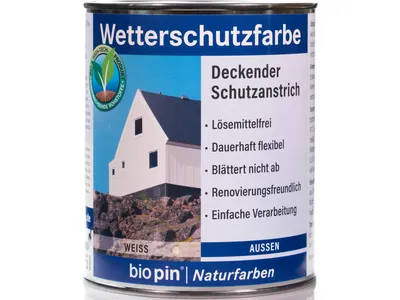 Produktbild von Biopin Wetterschutzfarbe 750 ml weiß