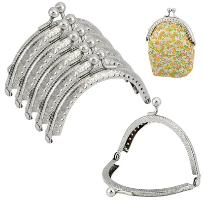 Image de Châssis pour portefeuille - Fermeture en métal de style rétro - Pour travaux de bricolage et de couture - 8,5 cm - Lot de 6 pièces