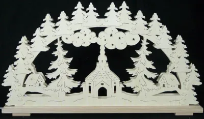 Obrázok produktu pre Sviečkový oblúk s dedinským kostolíkom a osvetlením ŠxVxH 70x39x7cm NOVINKA