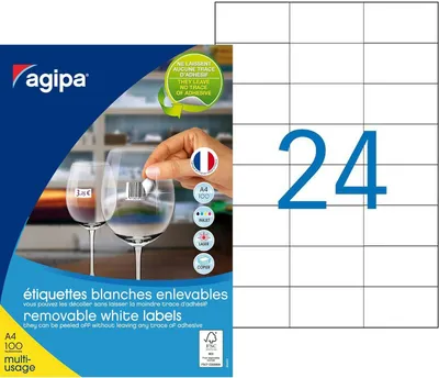 Produktbild von agipa Universal-Etiketten 70 x 37 mm weiß rechteckig 2.400 Etiketten