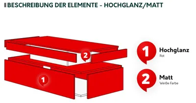 Produktbild von MIRJAN24 Couchtisch 120 Glossa 01 mit blauer LED-Beleuchtung, Kaffeetisch, Modern Tisch, 120x55x50 cm (Farbe: Weiß / Weiß Hochglanz)