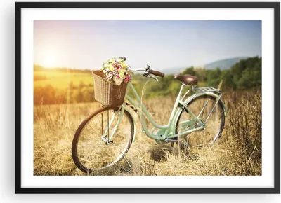Produktbild von Gerahmtes Poster - Schwarzer Rahmen - Fahrrad Wiese Blumen - 70x50 cm - Wand Bild - Wanddeko - Wandbilder - Kunstposter - Wandposter - Bilderrahmen - Bilder - Kunstdruck - Wandbild - P2BAA70x50-4206