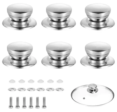 6er-Set Edelstahl Topfdeckelgriffe, universell, 5-10 mm Loch
