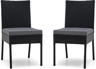 Productafbeelding van Tuinstoelen met zachte kussens - 2 stuks, weerbestendig, zwart, 44,5 x 57 x 88 cm