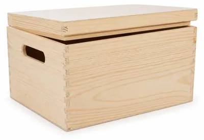 Productafbeelding van Houten opbergbox met deksel en handgrepen, 35 x 25 x 18 cm