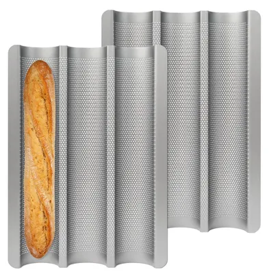 Image de Moule à baguette antiadhésif, lot de 2, dimensions 38x27 cm
