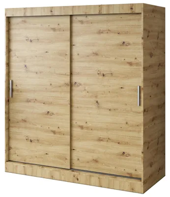Produktbild von Schiebetürenschrank 180x200cm - Artisan Eiche - Kleiderschrank GOLD - mit 5 Einlegeböden & 2 Kleiderstangen