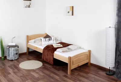 Produktbild von Einzelbett / Gästebett Buche massiv Vollholz natur 117, inkl. Lattenrost - Abmessung 80 x 200 cm (B x L)