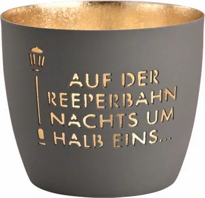 Immagine prodotto di Compagnia del Regalo Lanterna Madras Reeperbahn M, portacandele, ferro, grigio scuro/oro, H 8,5 cm, 1144704038