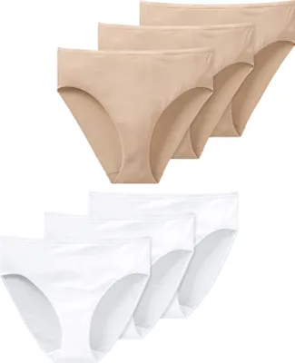 Produktbild von Damen Slip 6-Pack Essentials - weiss-beige - Größe 42