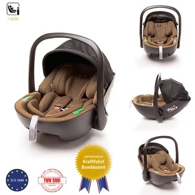 Zdjęcie produktu dla 4Baby Neo i-Size Fotelik dziecięcy grupa 0+, do 13 kg (0–15 miesięcy), nosidełko, RWF, lekki, regulowany zagłówek, ECE R129, mokka