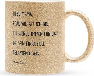 Produktbild von 22Feels Glitzertasse Gold Mama Geschenk von Sohn Muttertag Geburtstag Mutter Weihnachten Kaffeetasse Frauen Geschenkidee Bürotasse