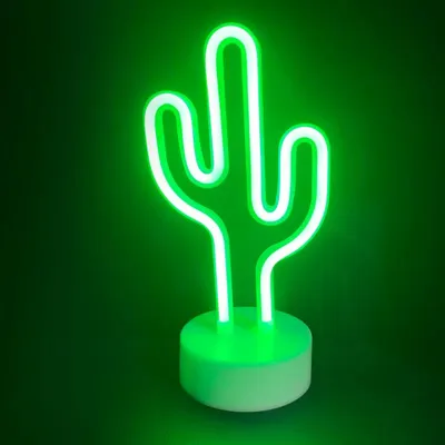 Produktbild von ACA KAKTUS 45 Neon-LED-Lampe, batteriebetrieben (3xAA)/USB, grün, Schutzart IP20, 15x10x25,5cm, X04455315