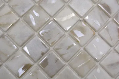 Produktbild von Handmuster Schwimmbadmosaik Poolmosaik Glasmosaik Elfenbein Cream Beige Schimmer changierend Wand Boden Küche Bad Dusche - MOS220-71380U_m