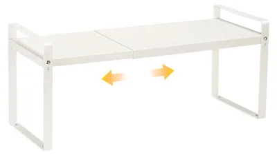 Obrázok produktu pre Rozšíriteľná polica do skrinky (37-63 cm), polica do kuchyne, robustná kovová polica na korenie