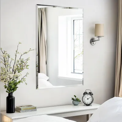 Image de Vrygle miroir mural décoratif 60×80 cm rectangulaire argenté, miroir HD moderne