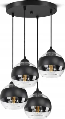 Produktbild von LUXOLAR - Led Deckenleuchte 4 flammig - Deckenlampe Schwarz E27 60W - Hängelampe für Wohnzimmer, Küchen - Schwarz - transparent Glas Kugeln