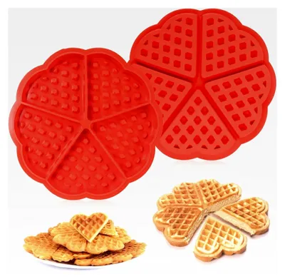 Produktbild von 2 Stück Silikon Waffelform in Herzform, Backform für Waffeln und Muffins mit 5 Mulden, Antihaft Kuchenform