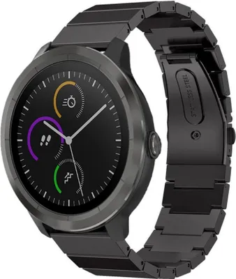 Produktbild von Strap-it Garmin Vivoactive 3 Luxus-Metallband (Schwarz)