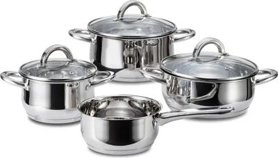 Produktbild von Linnuo® Topfset Induktion Kochtopf Set - aus hochwertigem Edelstahl - Topf mit Hohlgriff - 7tlg 4 Töpfe & 3 Glasdeckel - ideales Kochset für kleine Küchen