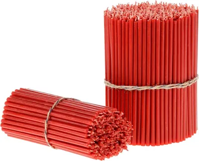 Obrázok produktu pre Kostolné sviečky zo 100% včelieho vosku, červené, 16,5 cm x 5,7 mm, doba horenia 50 min, na modlitbu, 100 ks