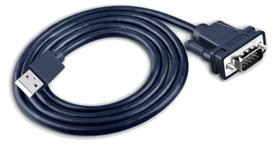 Zdjęcie produktu dla Przejściówka USB na RS232, 2 m, cynowany miedziany przewód w izolacji PVC, kabel przejściowy USB 2.0 na RS232 z wtykiem DB9 do komputera i drukarki