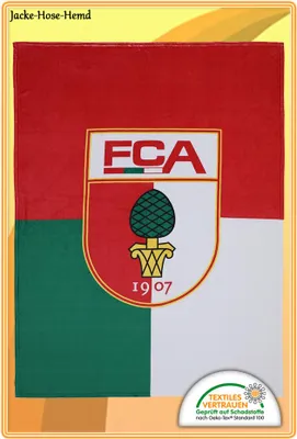 Produktbild von Decke FC Augsburg Logo Rot Grün Weiß Wappen Kuscheldecke Fleecedecke Gr.150x200cm