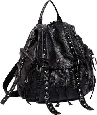 Produktbild von Coolives Punk Rucksackhandtasche für Damen in Schwarz aus Kunstleder