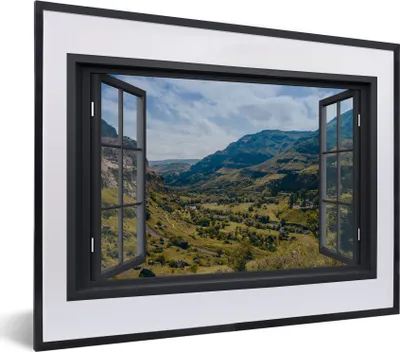 Produktbild von MuchoWow® MuchoWow® Gerahmtes Poster Aussicht - Berg - Natur 40x30 cm - Poster mit zchwarzem Bilderrahmen - Bilderrahmen - Poster im Rahmen