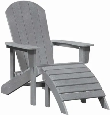 Produktbild von Hellgrauer Adirondack-Stuhl aus HDPE für Terrasse und Garten