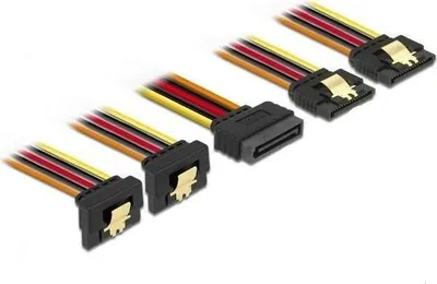 Zdjęcie produktu dla DeLOCK 60152, 0,5 m, 4 x SATA 15-pin, SATA 15-pin, Męska, Żeńska, Złoto