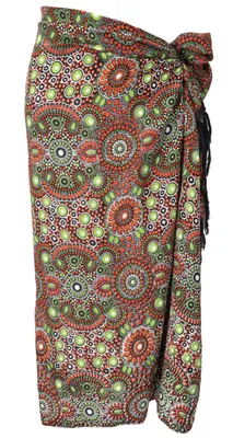Produktbild von Bali Sarong, Wandtuch, Wickelrock, Sarongkleid - Orange/grün, Uni, Mehrfarbig, Viskose, 160*110 cm, Sarongs & Tücher