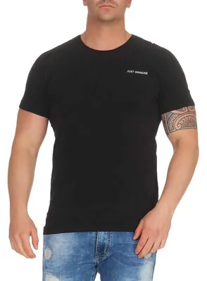 Produktbild von Herren T-Shirt Basic Aufdruck; Schwarz S