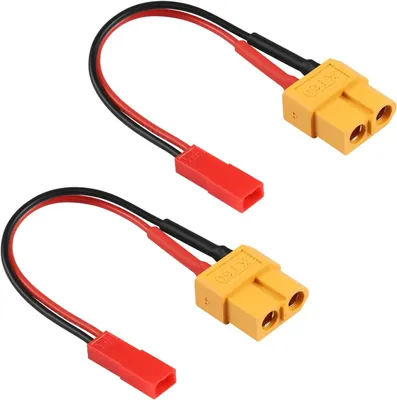 Zdjęcie produktu dla Zestaw z 2 gniazdami XT60 na wtyk JST, kabel adaptera do ładowania, 22AWG, do akumulatorów LiPo RC, samochodów, quadcopterów - konwerter XT60 na gniaz