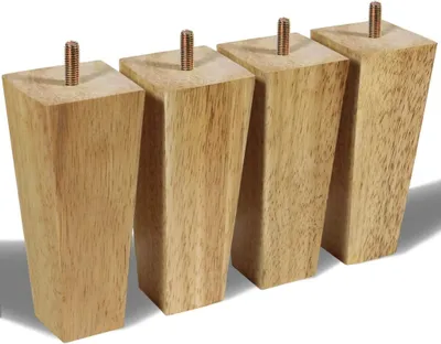 Obrázok produktu pre Sada 4 ks drevených nábytkových nožičiek, nohy pohovky, skrutky M8 (15 cm)