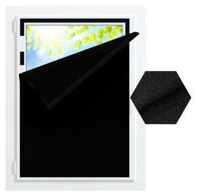 Produktbild von Fensterverdunkelung für Dachfenster in Leinenoptik - Faltenfreies Verdunklungsrollo ohne Bohren, zuschneidbar