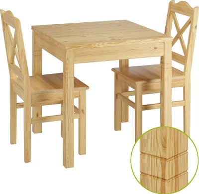 Produktbild von Schöne Sitzgruppe mit Tisch und 2 Stühle Kiefer natur Massivholz 90.70-50 B -Set 20