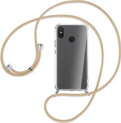 Produktbild von Handykette Backcover-Schutzhülle mit Band (Metall silberfarben) für Xiaomi Mi Max 3 - broken white